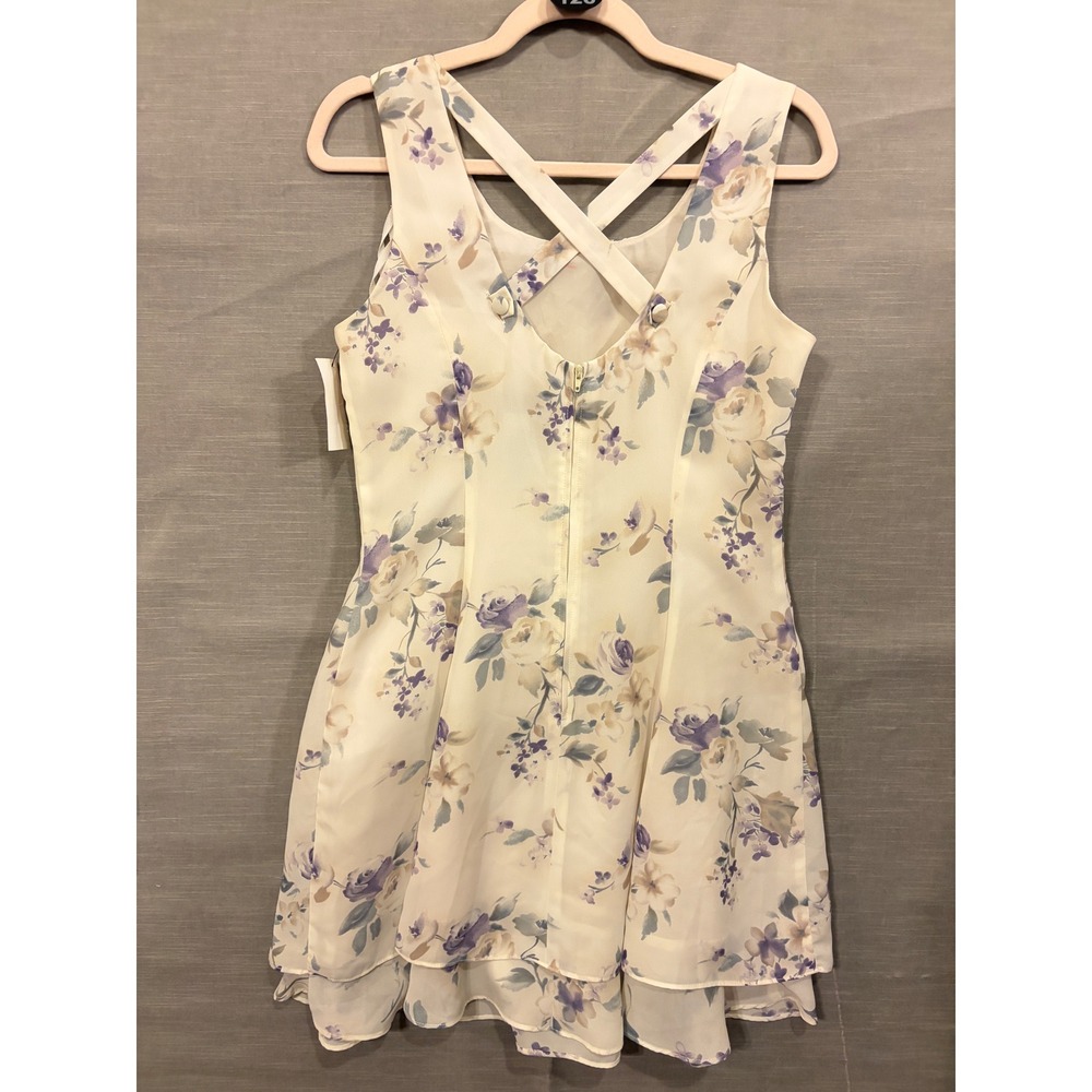 M 126 Vintage Scarlett Floral Chiffon Fit & Flare Dress Size 8 Cottage Romantic - Picture 3 of 5